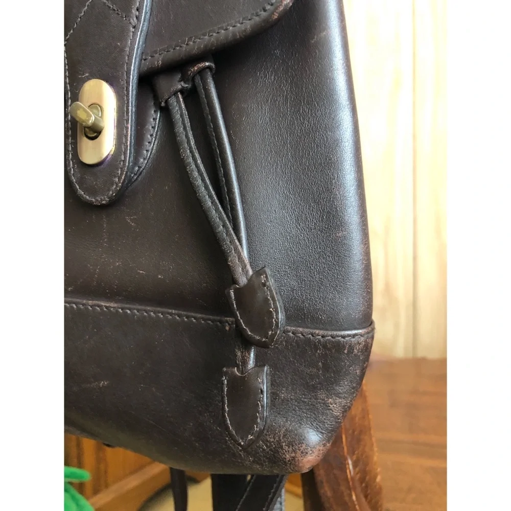 Vintage croft & barrow dark brown genuine leather backpack